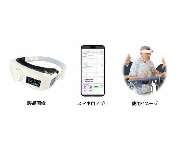 リハビリ中の脳の酸素状態を“見える化”できるワイヤレス装置「ブロス」のイメージ図